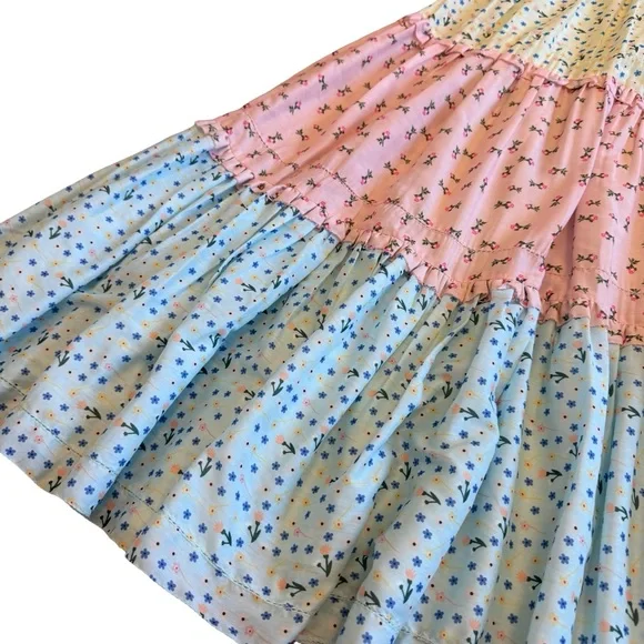Ivy City Co Pastel Blue and Pink Tiered Midi Dress NWOT - Picture 8 of 14